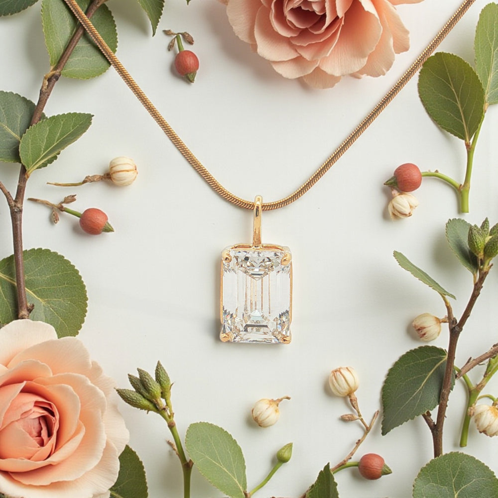 Lab Grown 3.25 CTW Emerald Cut Diamond Necklace