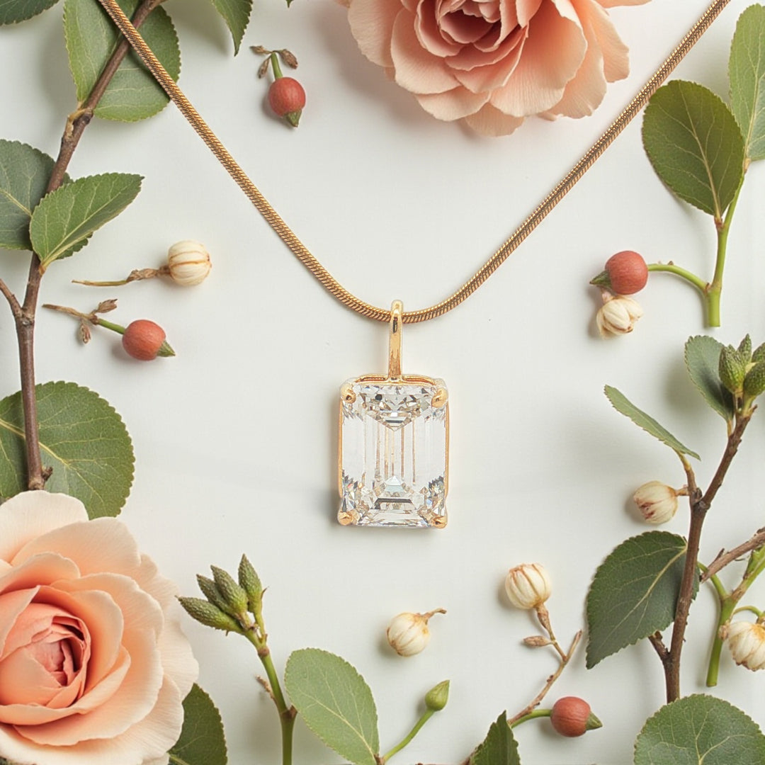 Lab Grown 3.25 CTW Emerald Cut Diamond Necklace