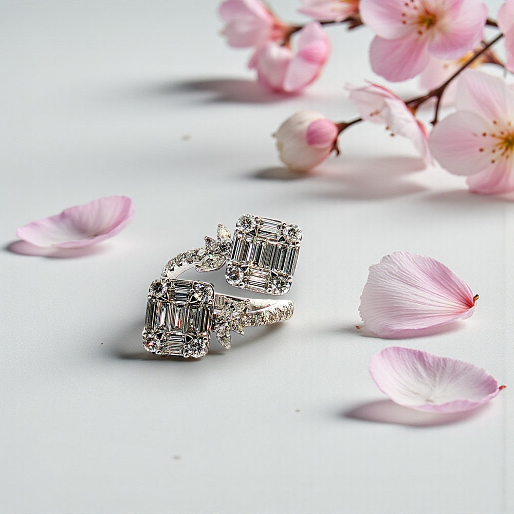 Double Emerald-Baguette Diamond Rings