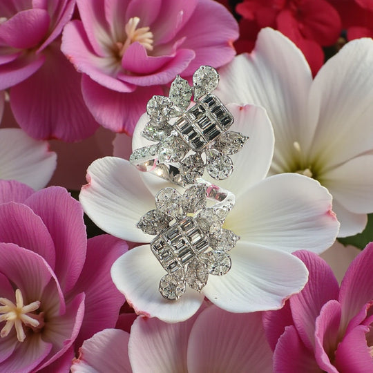 Double Flower Diamond Ring