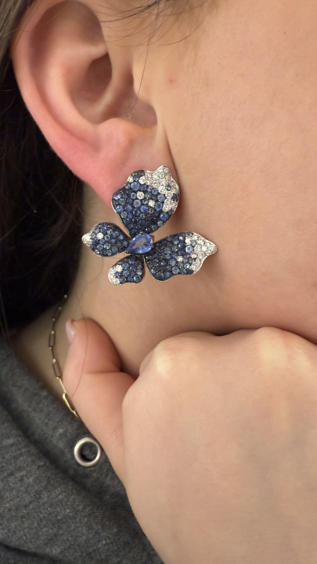 Ombre sapphire butterfly earrings