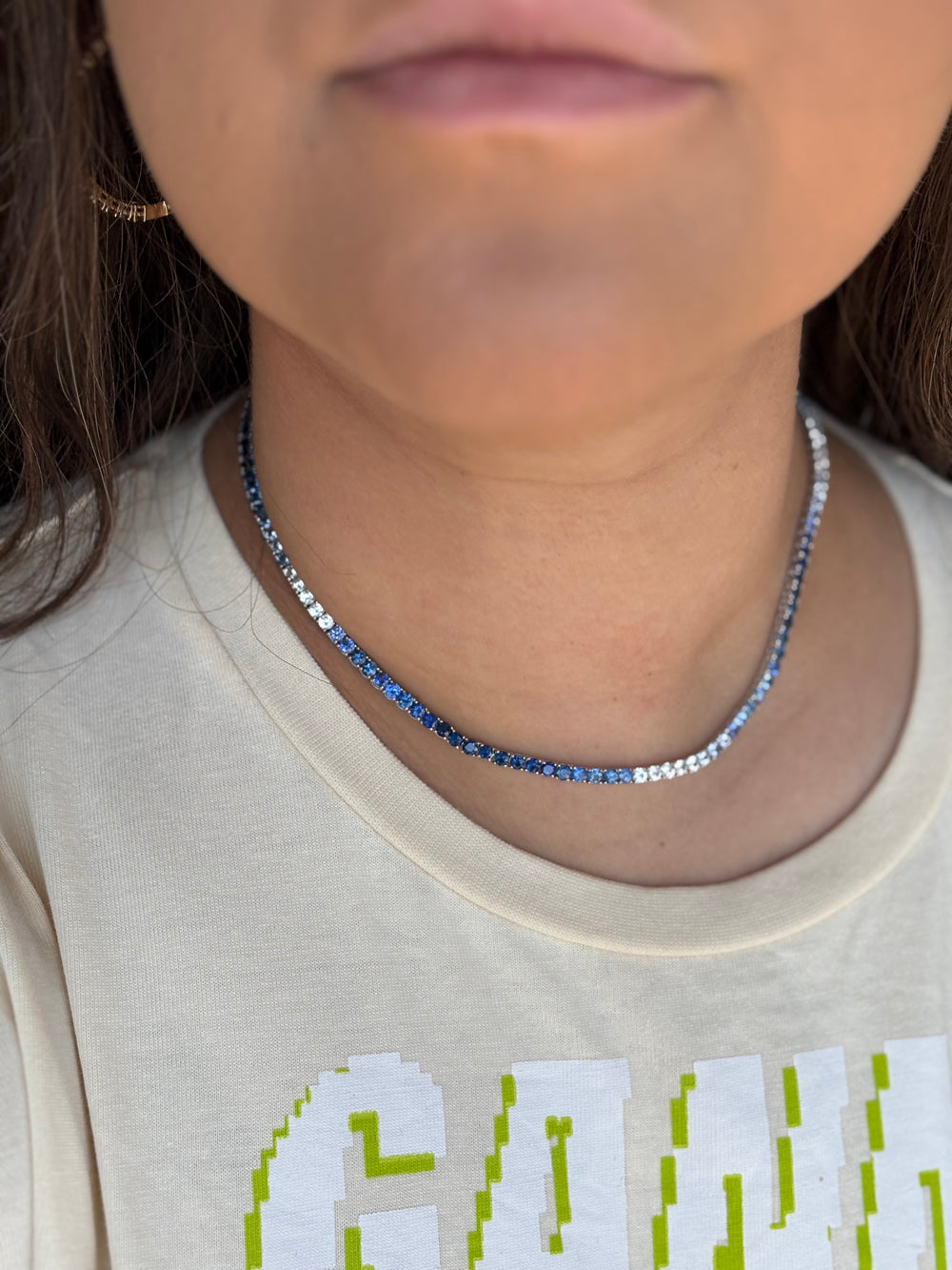 Blue Sapphire Ombre Tennis Necklace