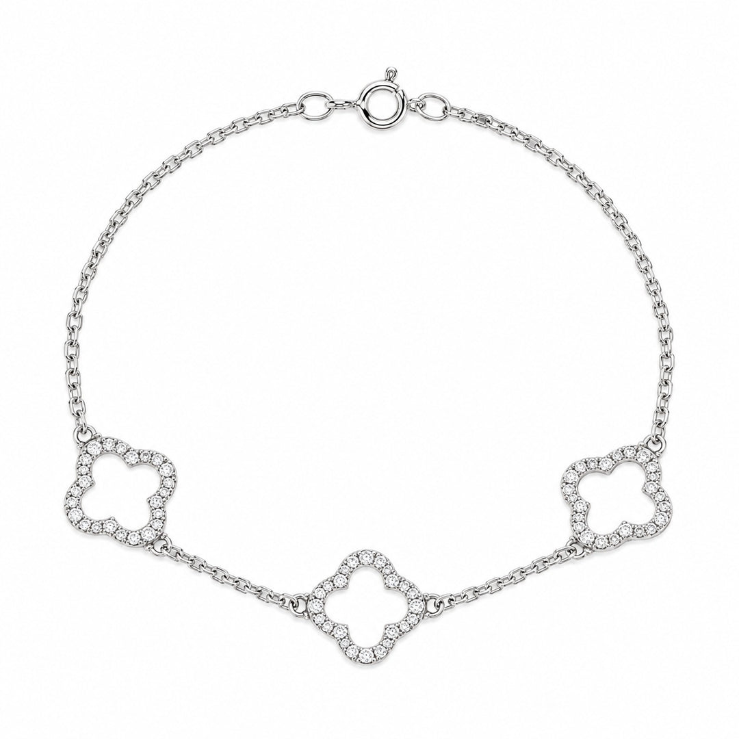 Diamond open clover bracelet