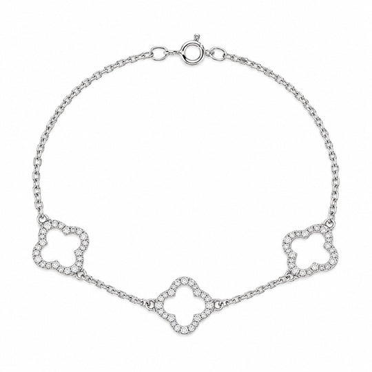 Diamond open clover bracelet