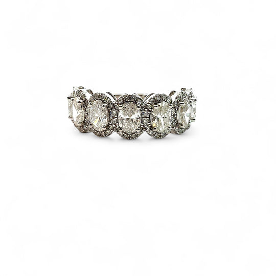 OVAL DIAMOND AND HALO ETERNITY BAND