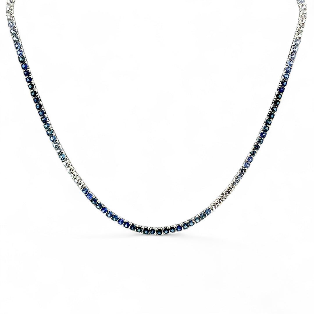 Blue Sapphire Ombre Tennis Necklace