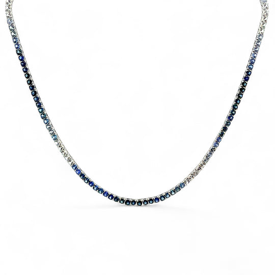 Blue Sapphire Ombre Tennis Necklace