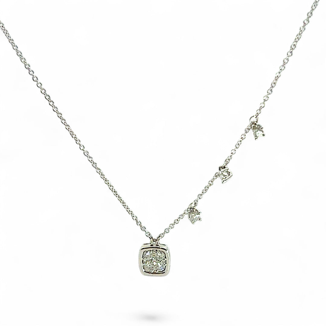 White Gold Layering Diamond Square Necklace