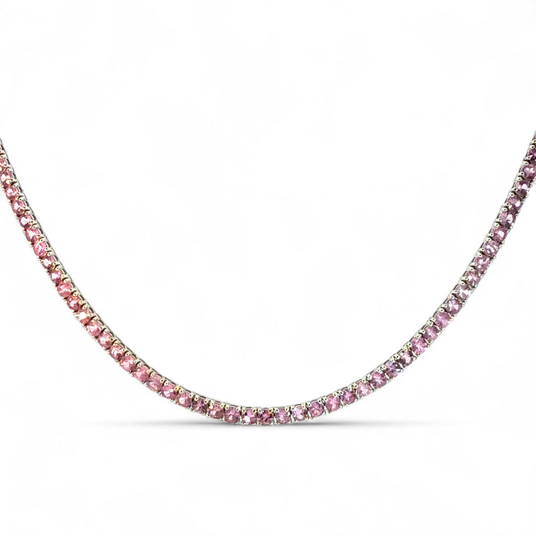 Pink Sapphire Tennis Necklace