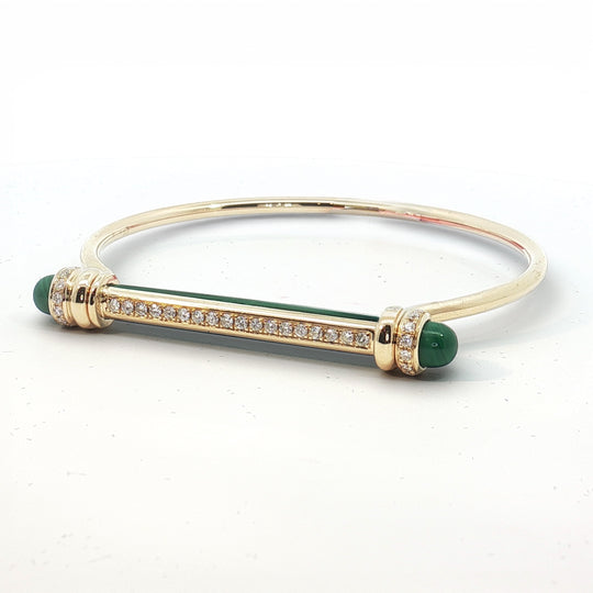 Malachite and Diamond bar Bangle