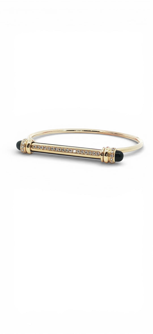 Black Onyx and Diamond Bar Bangle