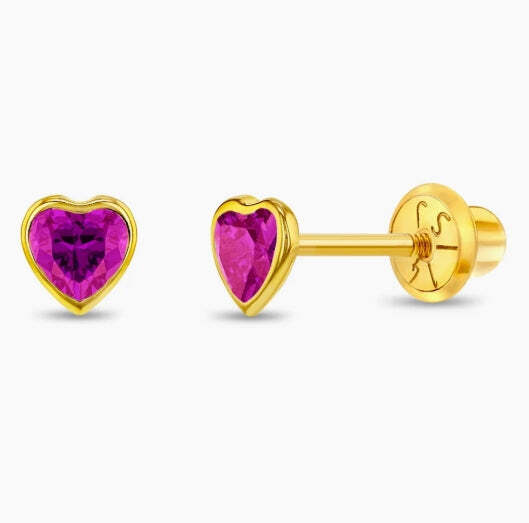 Ruby Heart Childrens Earring