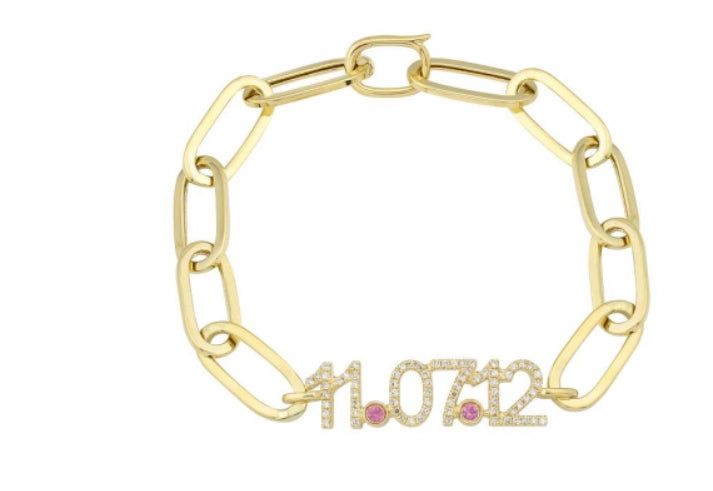 14k Yellow Gold Custom Paper Clip Link Chain Bracelet
