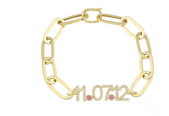14k Yellow Gold Custom Paper Clip Link Chain Bracelet