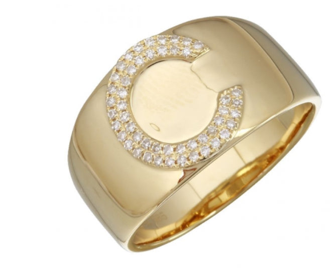 Diamond Letter Yellow Gold Ring