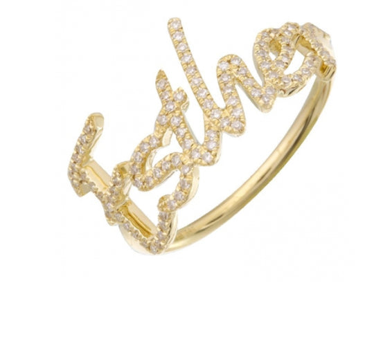 Script Diamond Name Ring
