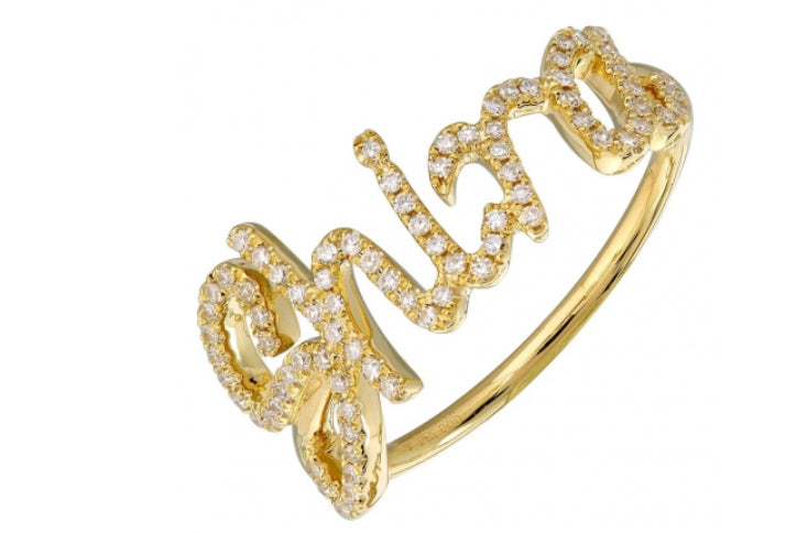 Script Diamond Name Ring