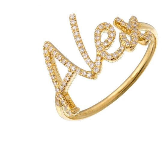 Script Diamond Name Ring
