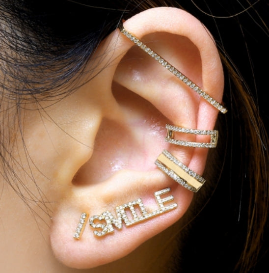 14k Yellow Gold Diamond Ear Cuff / Sold As A Single