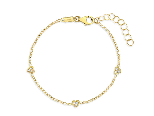 14K GOLD HEART LINKED CHILDRENS BRACELET