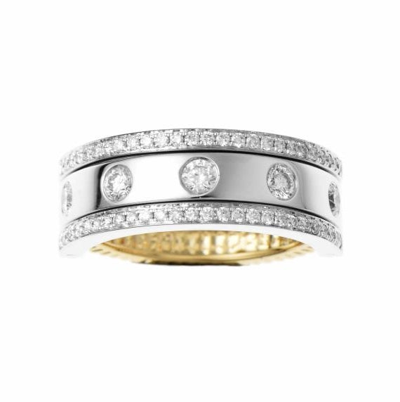 Reversable Two Way Diamond yellow Gold and White Gold Ring