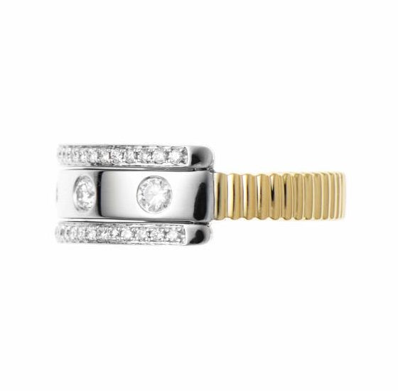 Reversable Two Way Diamond yellow Gold and White Gold Ring