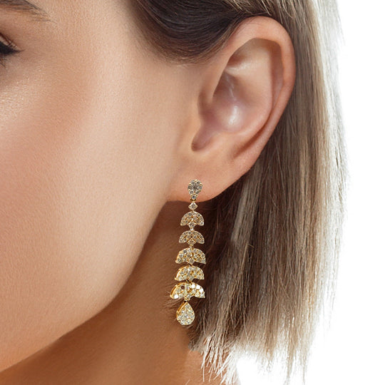 YELLOW GOLD DIAMOND FANCY EARRINGS