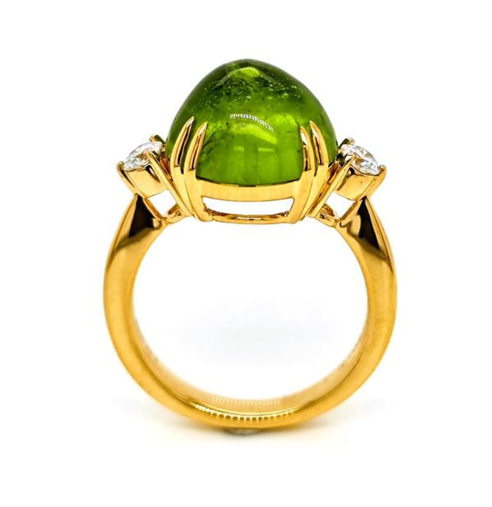 Peridot and diamond sugar loaf statement ring