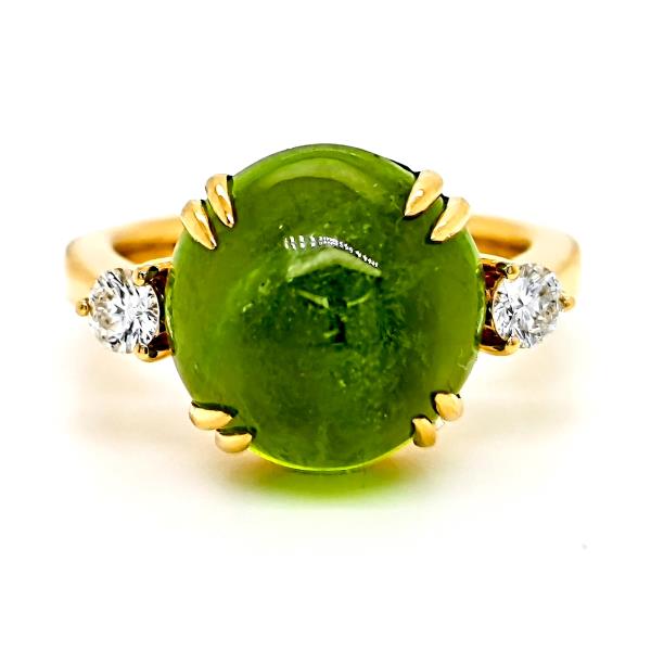 Peridot and diamond sugar loaf statement ring