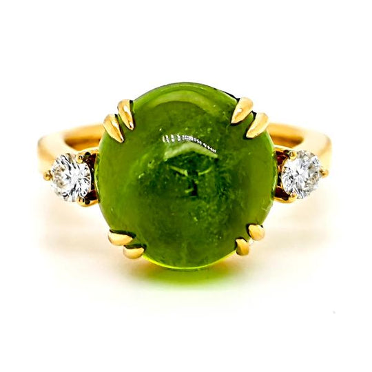 Peridot and diamond sugar loaf statement ring