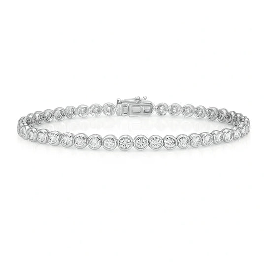 White Gold Diamond illusion Bezel Bracelet