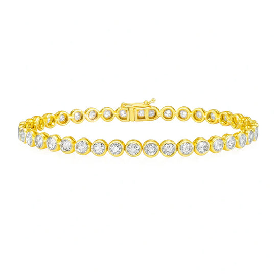 Round Bezel Yellow Gold Diamond Bracelet 1.03 ctw