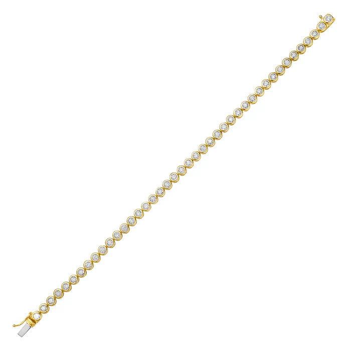 Round Bezel Yellow Gold Diamond Bracelet 1.03 ctw