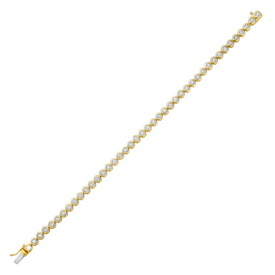 Round Bezel Yellow Gold Diamond Bracelet 1.03 ctw