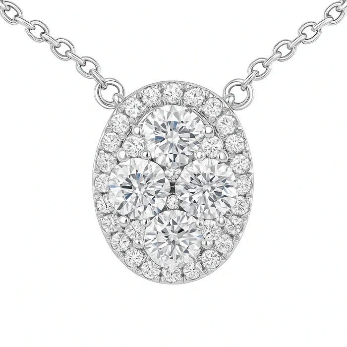 Oval Solitaire Diamond Necklace