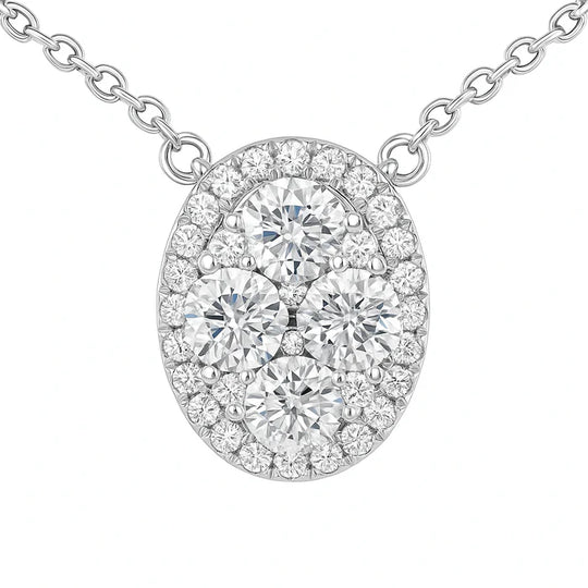 Oval Solitaire Diamond Necklace