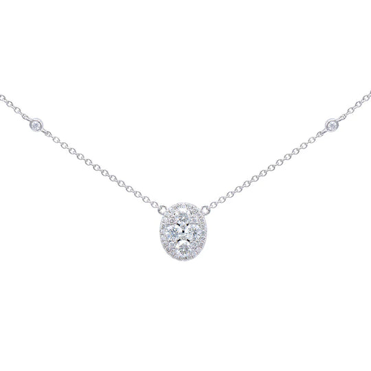 Oval Solitaire Diamond Necklace
