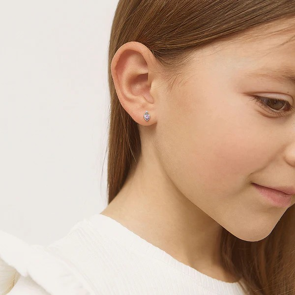14K GOLD PINK HEART STUDS