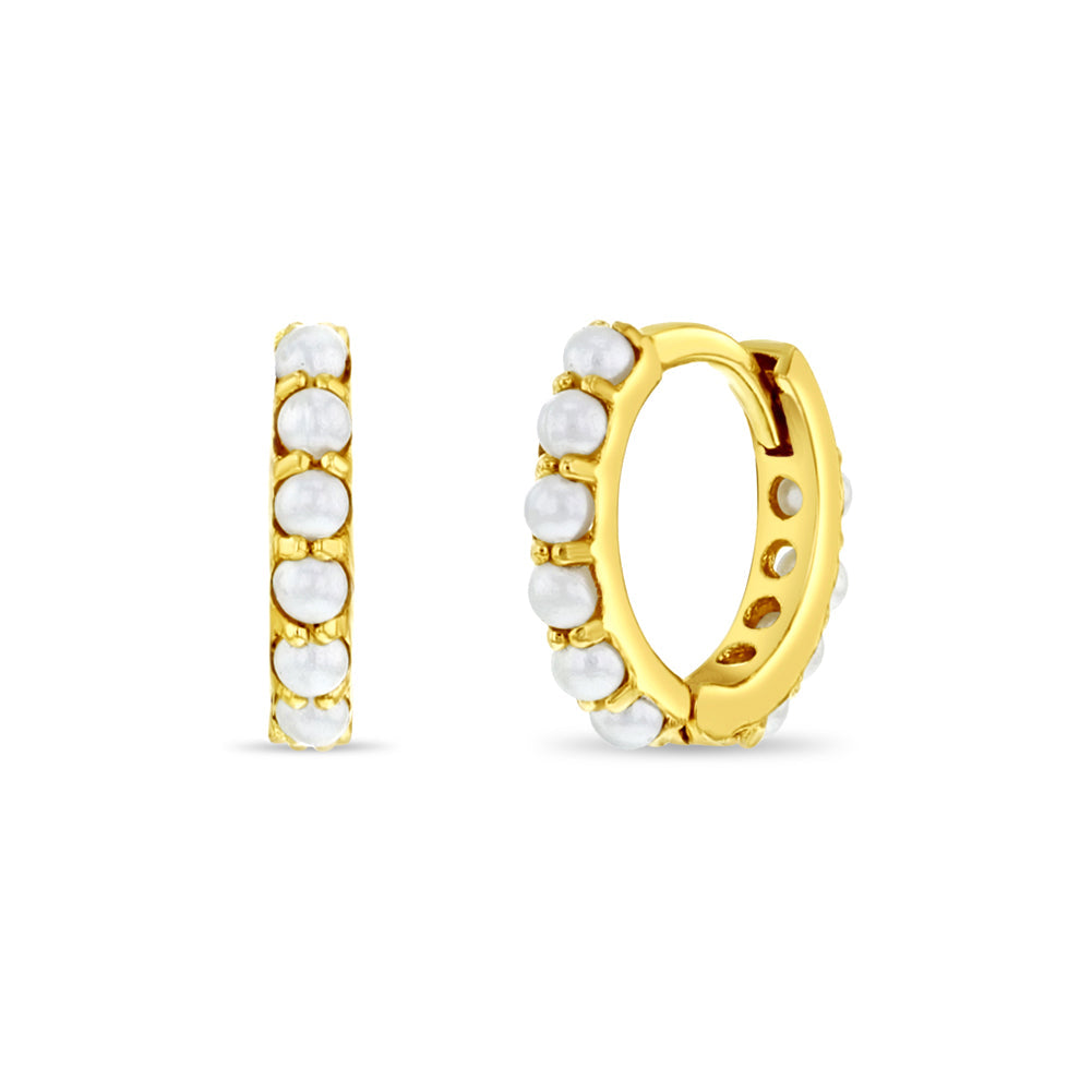 14k Petite Pearl Hoop Earrings