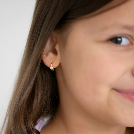 14k Heart Girls Hoop Earrings