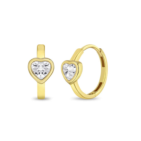 14k Heart Girls Hoop Earrings